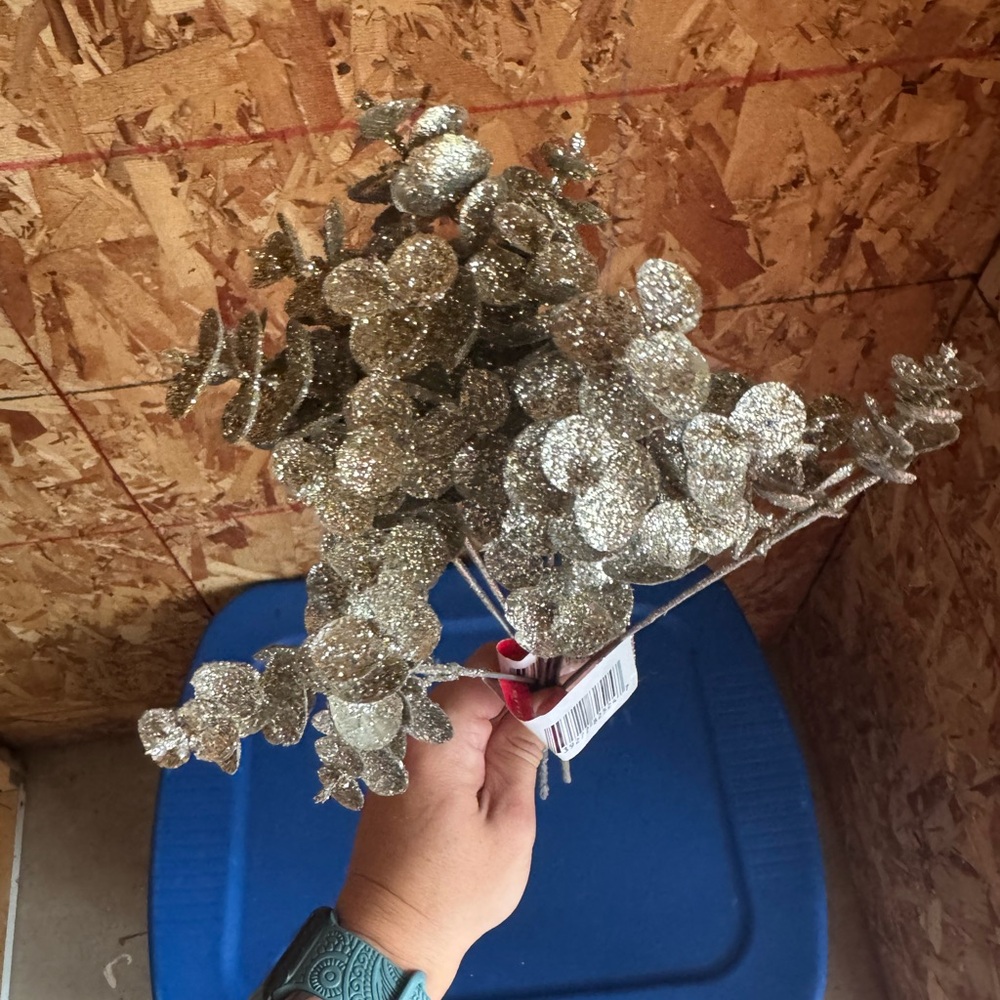 Glittery Silver Eucalyptus Stems